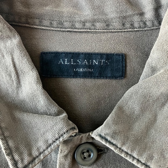 Allsaints Army Green Button Up Shirt  Size Medium - Picture 3 of 5